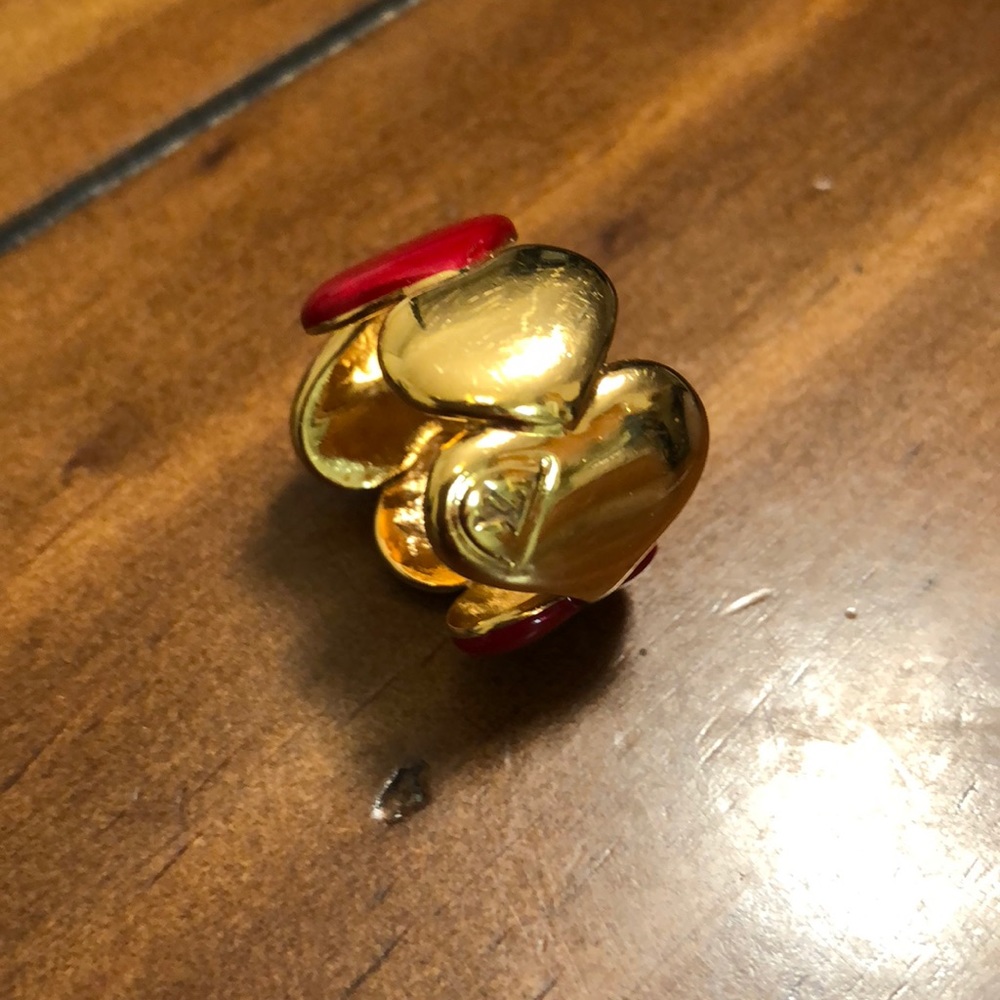 Louis Vuitton Gold and Red Heart Ring
